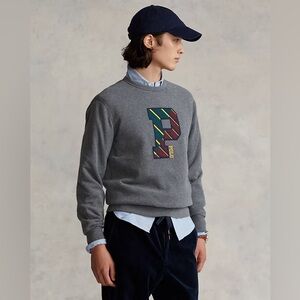 Polo Ralph Lauren Men’s Letterman P Crewneck Grey Sweatshirt Pullover 2XL Big
